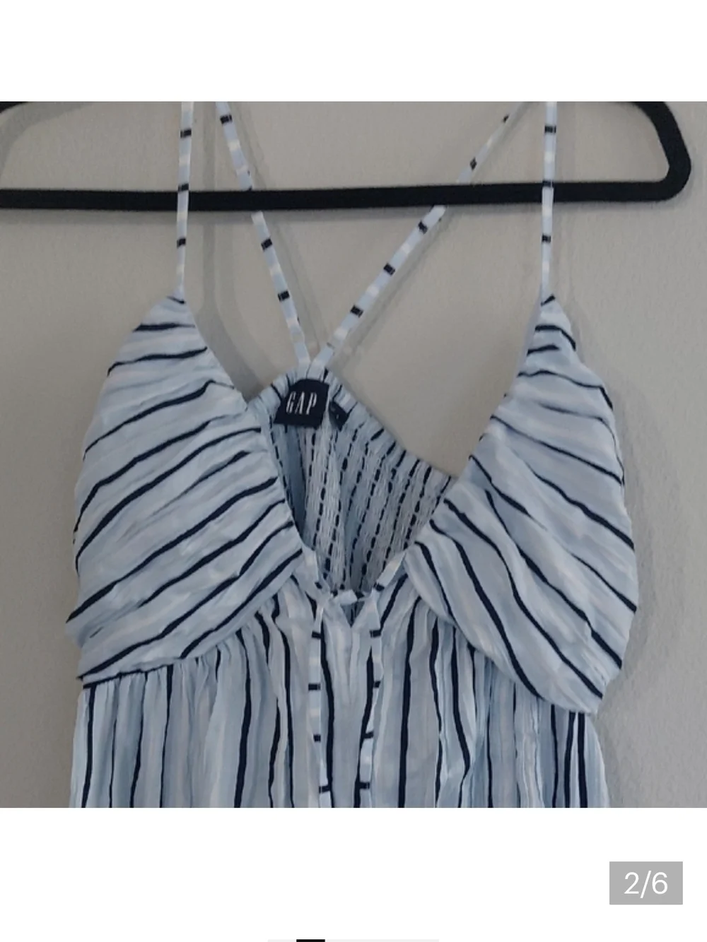 GAP White and Navy Vertical-Strip Maxi Dress - Picture 2 of 6